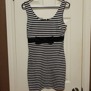 Black and white striped bodicon dress
